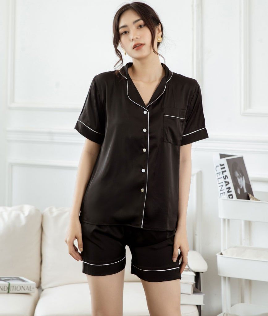  Pijama Ngắn Lụa Đen 