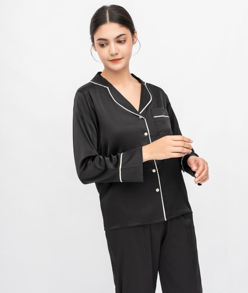 PJ Lụa Tay Dài Đen