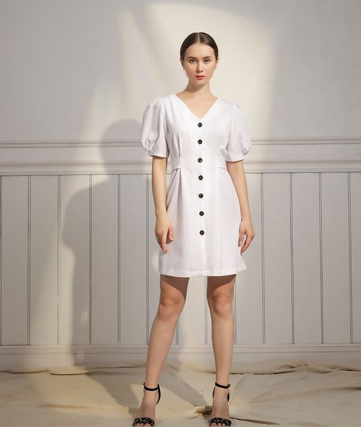 Đầm suông cổ V tay ngắn nữ  Jania