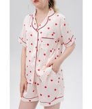  [LUXURY] Pijama Lụa Ngắn In Trái Tim Nhỏ 