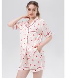  [LUXURY] Pijama Lụa Ngắn In Trái Tim Nhỏ 