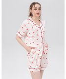  [LUXURY] Pijama Lụa Ngắn In Trái Tim Nhỏ 