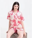  [LUXURY] Pijama Lụa Quần Ngắn Hoa Mẫu Đơn 