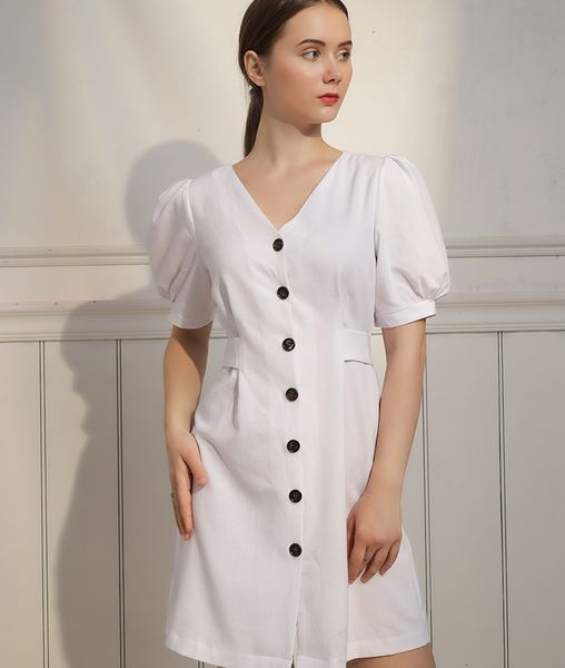 Đầm suông cổ V tay ngắn nữ  Jania