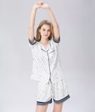  [LUXURY] Pijama Lụa Quần Ngắn In Bi Nơ 