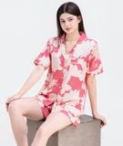  [LUXURY] Pijama Lụa Quần Ngắn Hoa Mẫu Đơn 