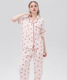  [LUXURY] Pijama Lụa In Trái Tim Nhỏ 