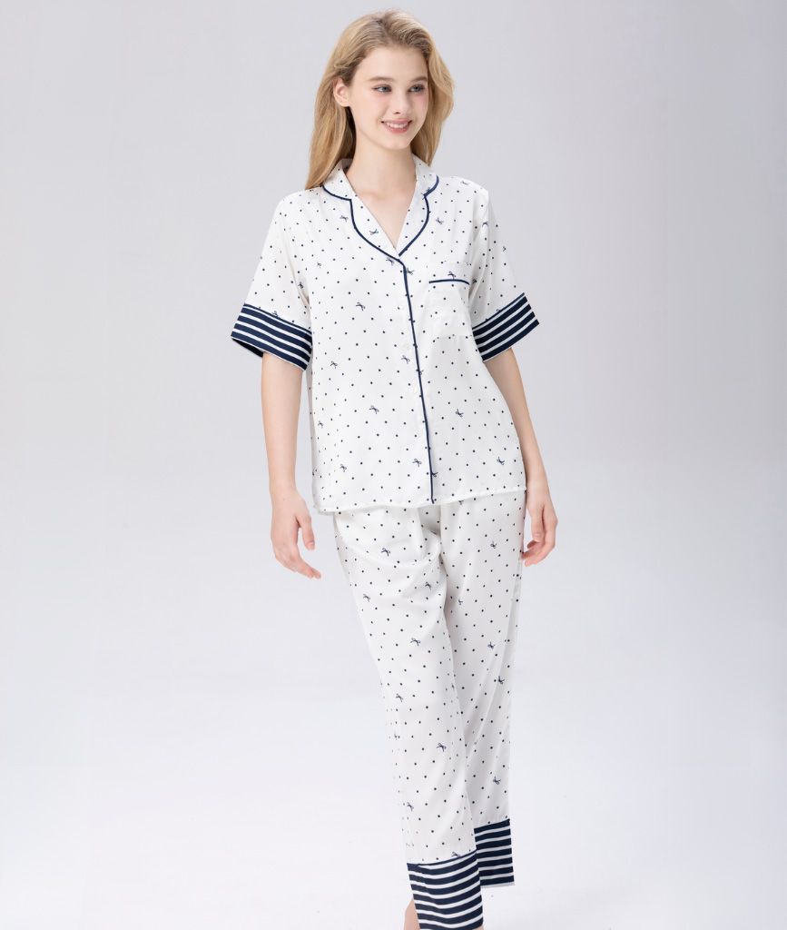  [LUXURY] Pijama Lụa In Bi Nơ 