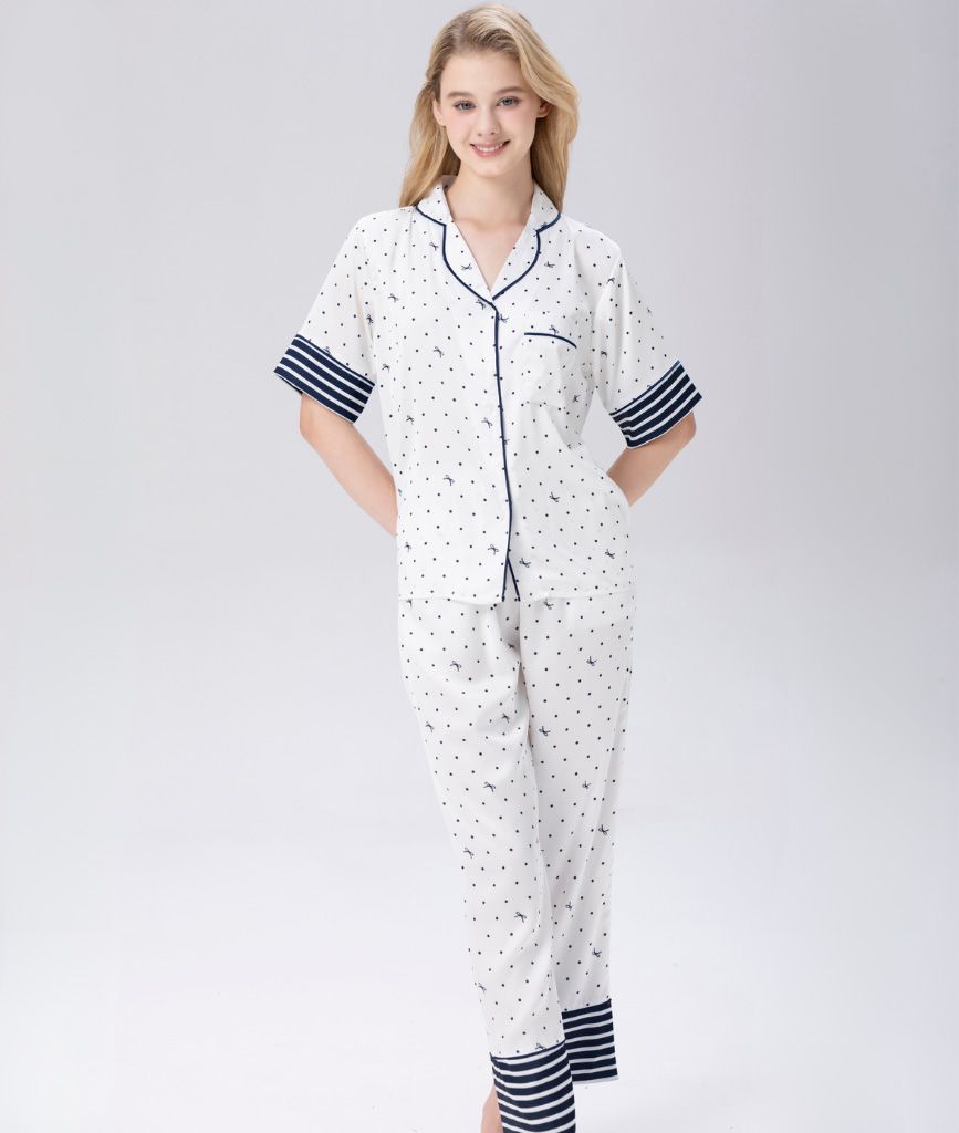  [LUXURY] Pijama Lụa In Bi Nơ 