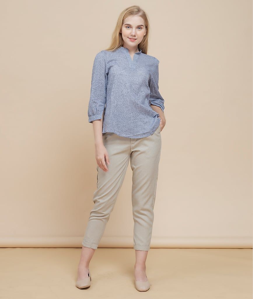  Áo sơ mi nữ KiKi Top cổ V 