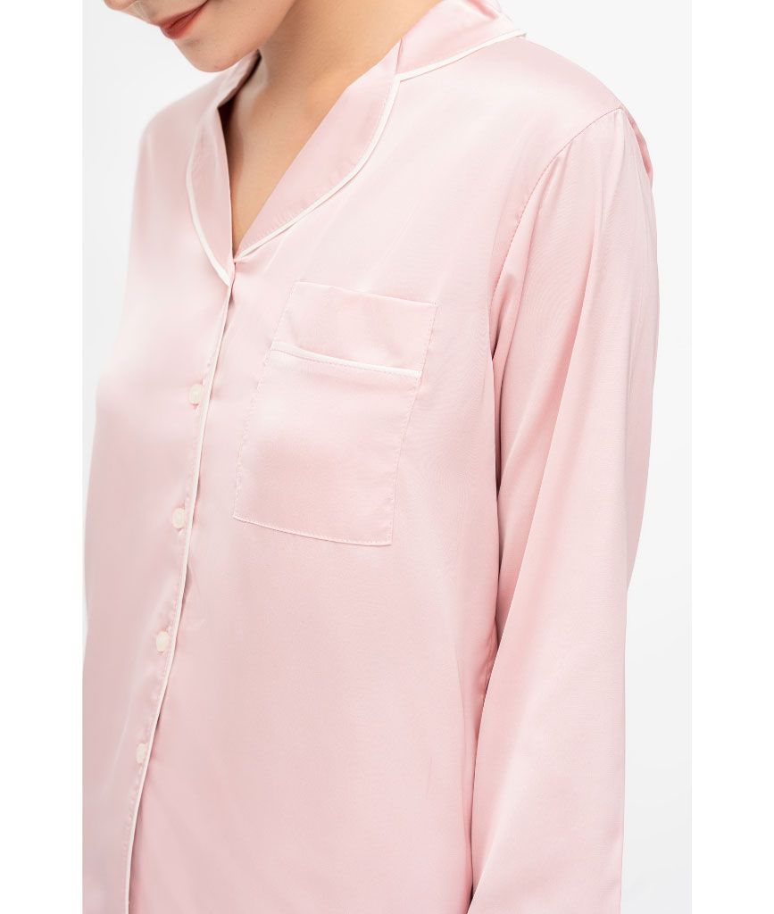  PJ Lụa Tay Dài Màu Hồng 