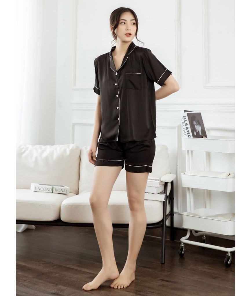  Pijama Ngắn Lụa Đen 