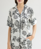  [LUXURY] Pijama Lụa Cao Cấp Hoa Đen 