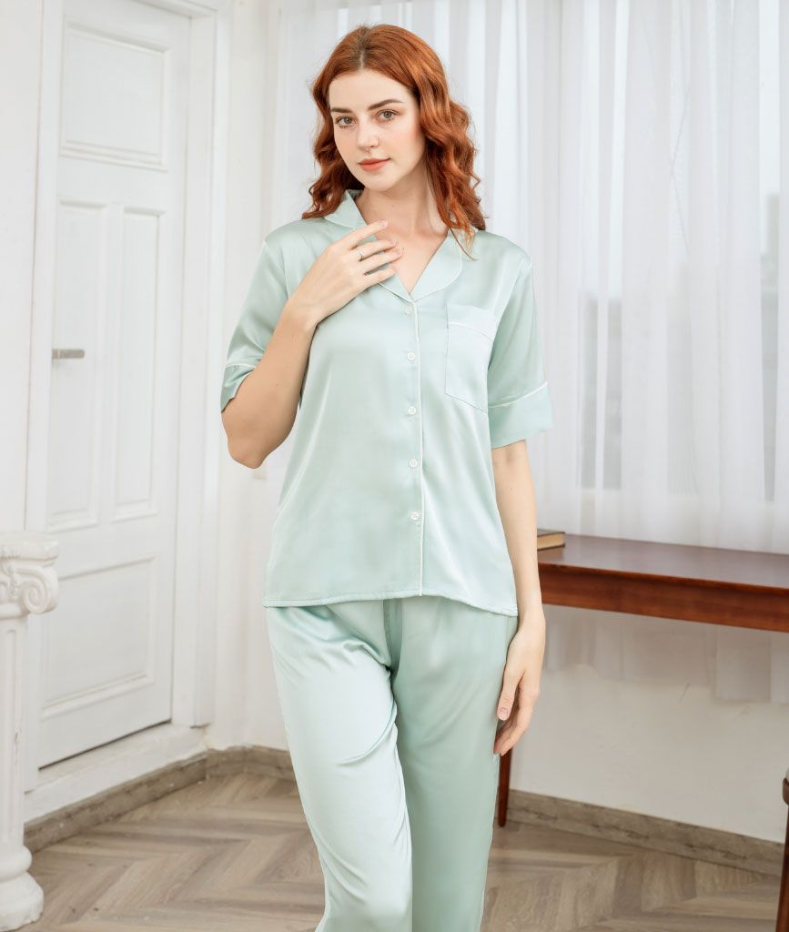 Pijama Lụa Xanh Mint 