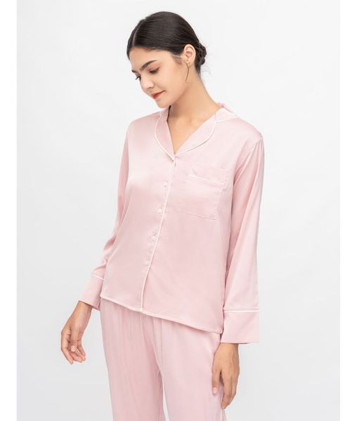 PJ Lụa Tay Dài Màu Hồng