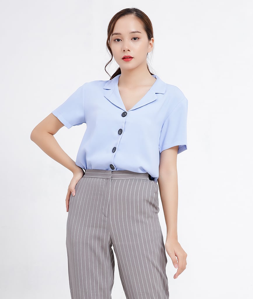 Áo sơ mi tay ngắn nam nữ form rộng sơ mi cổ vest unisex tay lỡ #18 Áo sơ mi tay ngắn nam nữ form rộng sơ mi cổ vest unisex tay lỡ
