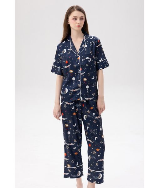 [LUXURY] Pijama Lụa Cao Cấp In Bầu Trời Xanh