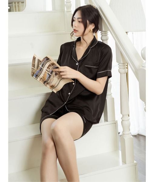 Pijama Ngắn Lụa Đen