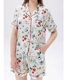  [LUXURY] Pijama Lụa Ngắn In Hoa Đỏ 