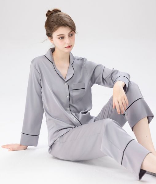 PJ Lụa Tay Dài Xám Tro