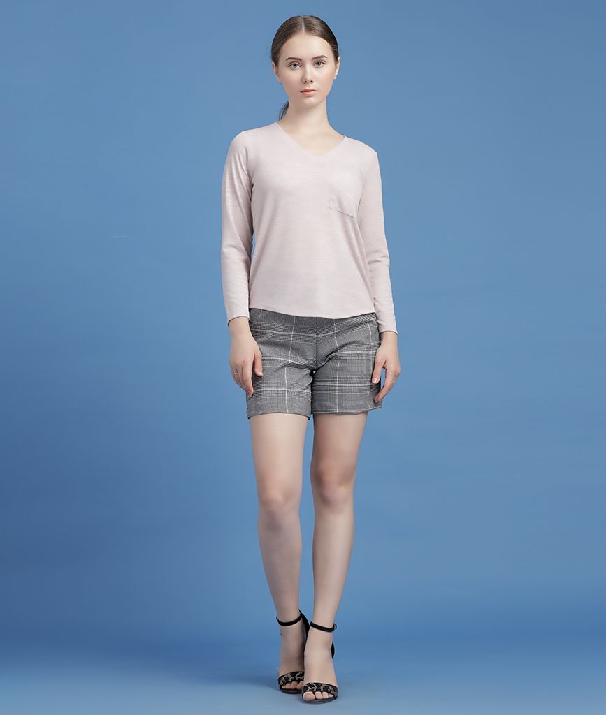  Áo thun tay dài nữ  Long cổ V 