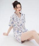  [LUXURY] Pijama Lụa Ngắn In Bướm Trăng 