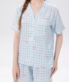  [LUXURY] Pijama Lụa Quần Ngắn In Caro 