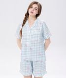  [LUXURY] Pijama Lụa Quần Ngắn In Caro 