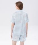  [LUXURY] Pijama Lụa Quần Ngắn In Caro 