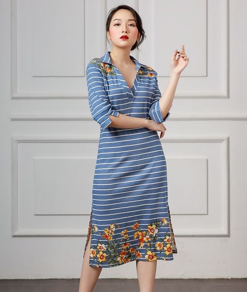 Đầm Thun Midi Cổ Trụ Adie