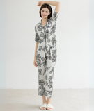  [LUXURY] Pijama Lụa Cao Cấp Hoa Đen 