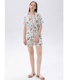  [LUXURY] Pijama Lụa Ngắn In Hoa Đỏ 