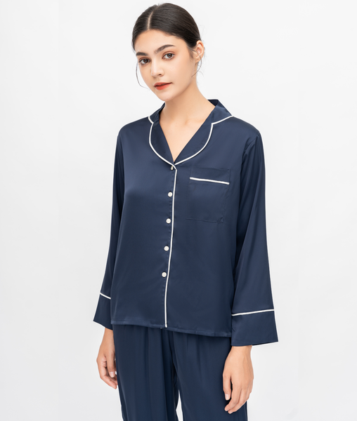 PJ Lụa Tay Dài Xanh Đen