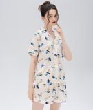  [LUXURY] Pijama Lụa Ngắn In Chim Sẻ 