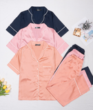  Combo Pijama Lụa Quần Dài Xanh Đen, Hồng, Cam Đào 