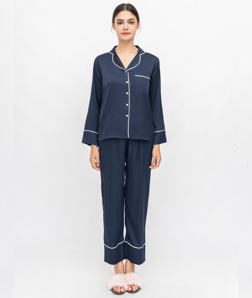 PJ Lụa Tay Dài Xanh Đen