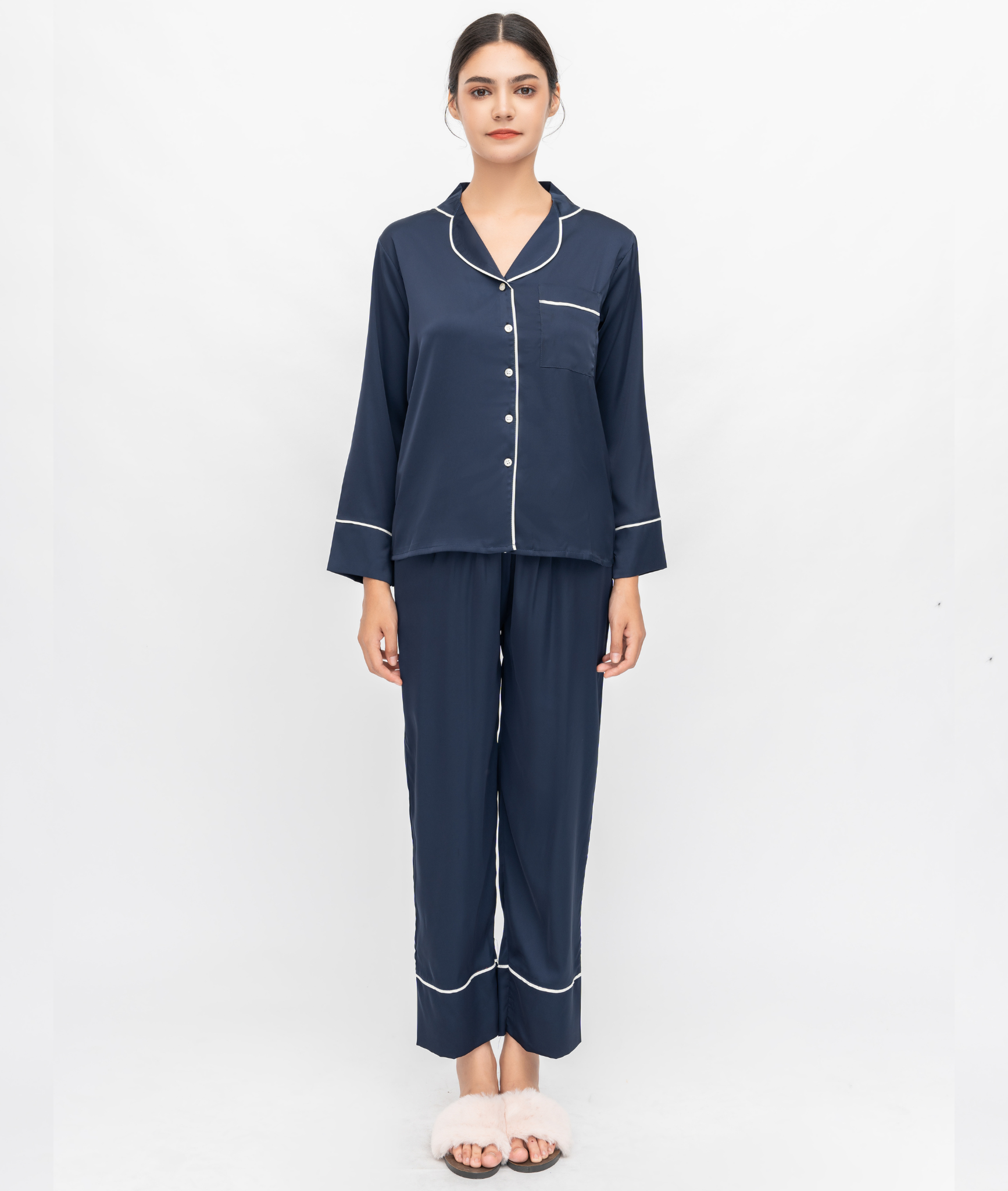  PJ Lụa Tay Dài Xanh Đen 