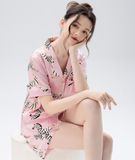  [LUXURY] Pijama Lụa Ngắn In Ngựa Hồng 