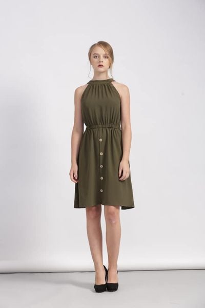 Đầm cổ yếm có chun eo Diva