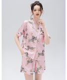  [LUXURY] Pijama Lụa Ngắn In Ngựa Hồng 