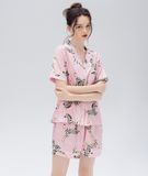  [LUXURY] Pijama Lụa Ngắn In Ngựa Hồng 