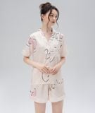  [LUXURY] Pijama Lụa Ngắn In Khuôn Mặt 