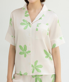  [LUXURY] Pijama Lụa Cao Cấp In Lá 