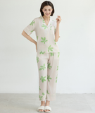  [LUXURY] Pijama Lụa Cao Cấp In Lá 