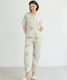  [LUXURY] Pijama Lụa Cao Cấp In Lá 