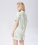  [LUXURY] Pijama Lụa Quần Ngắn In Hoa Trắng 