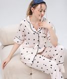  [LUXURY] Pijama Lụa In Trái Tim Nhỏ 