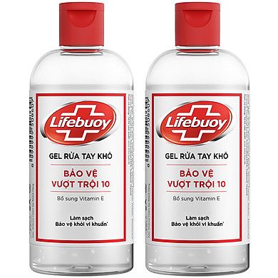 Combo 2 Chai Gel Rửa Tay Khô Sạch Siêu Nhanh Lifebuoy Bảo Vệ Vượt Trội 10 (Chai Nắp 235ml x 2)