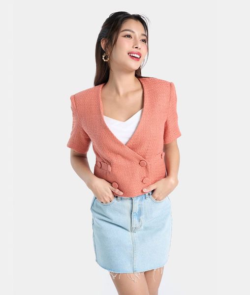  Áo blazer crop ngắn tay 