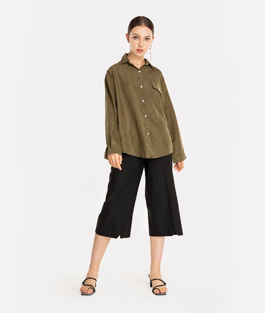 Quần culottes thô basic